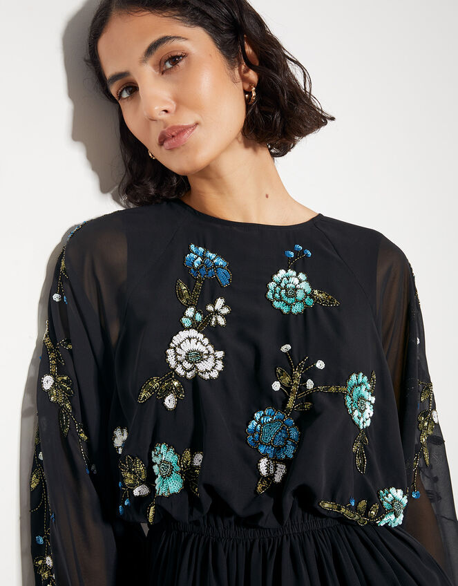 Penelope Embellished Tunic Mini Dress, Black (BLACK), large