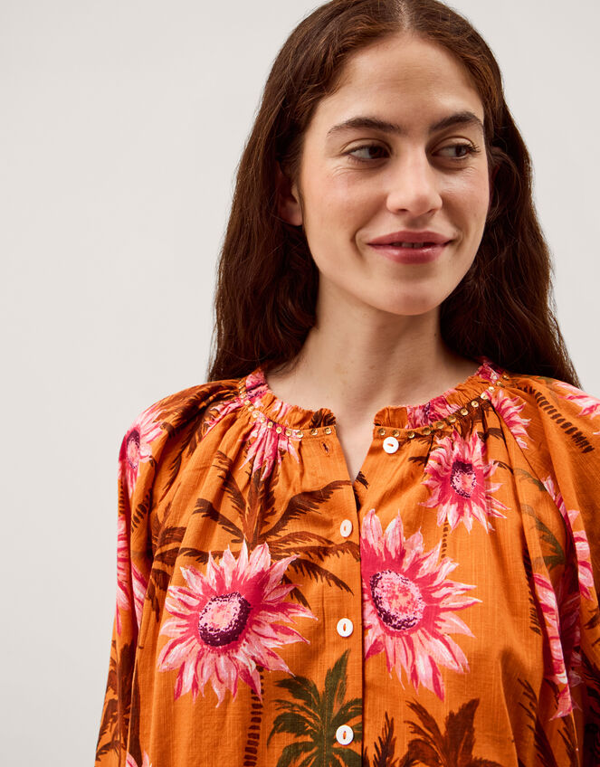 Fallon Floral Print Blouse , Orange (ORANGE), large