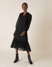 Dobby Devore Midi Dress, Black (BLACK), large