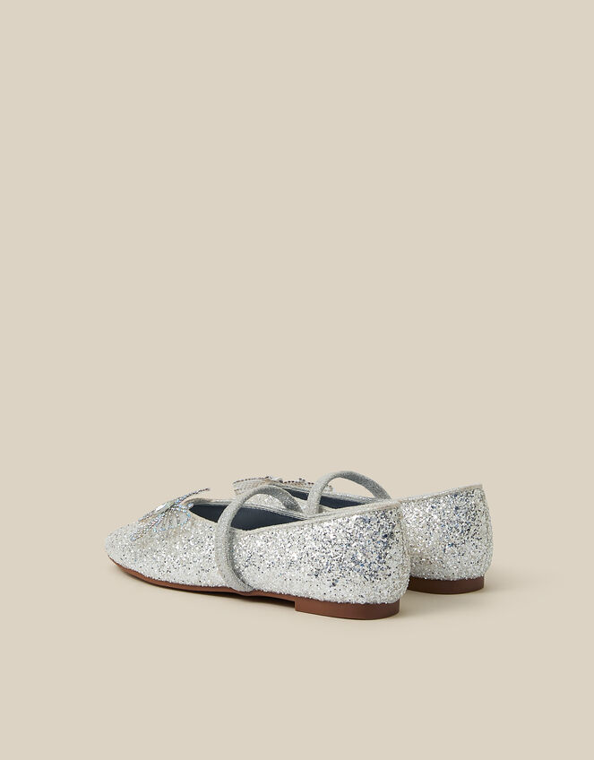 Gemstone Butterfly Glitter Ballet Flats , Ivory (IVORY), large