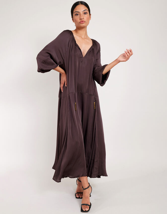 East Esti Satin Dress, Brown (BROWN), large
