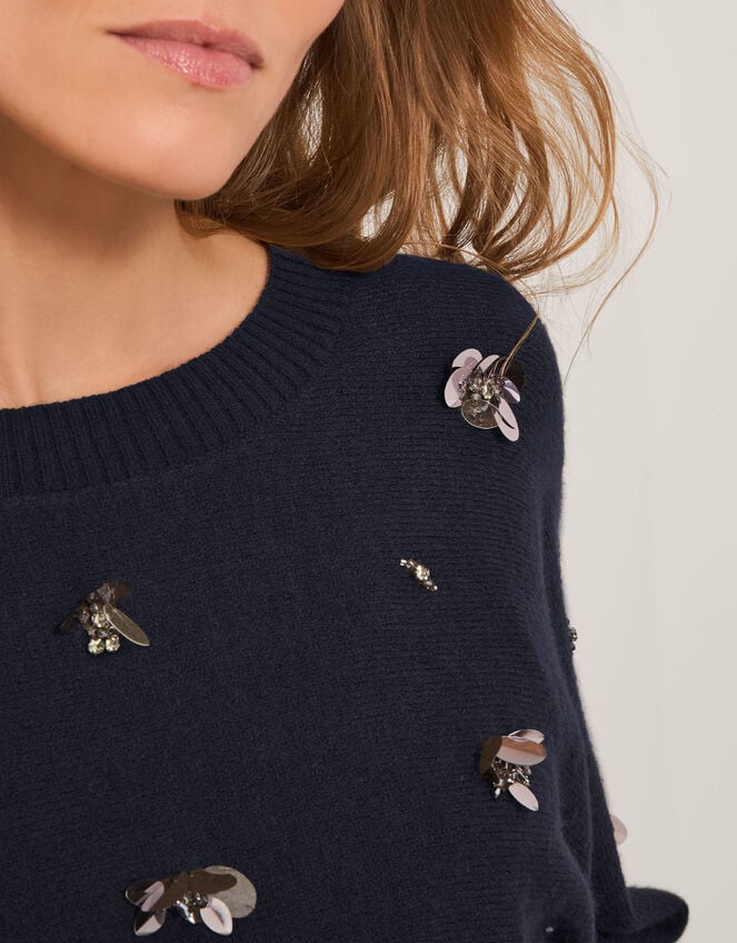 Sable Sequin Embellished Jumper, Blue (MIDNIGHT), large