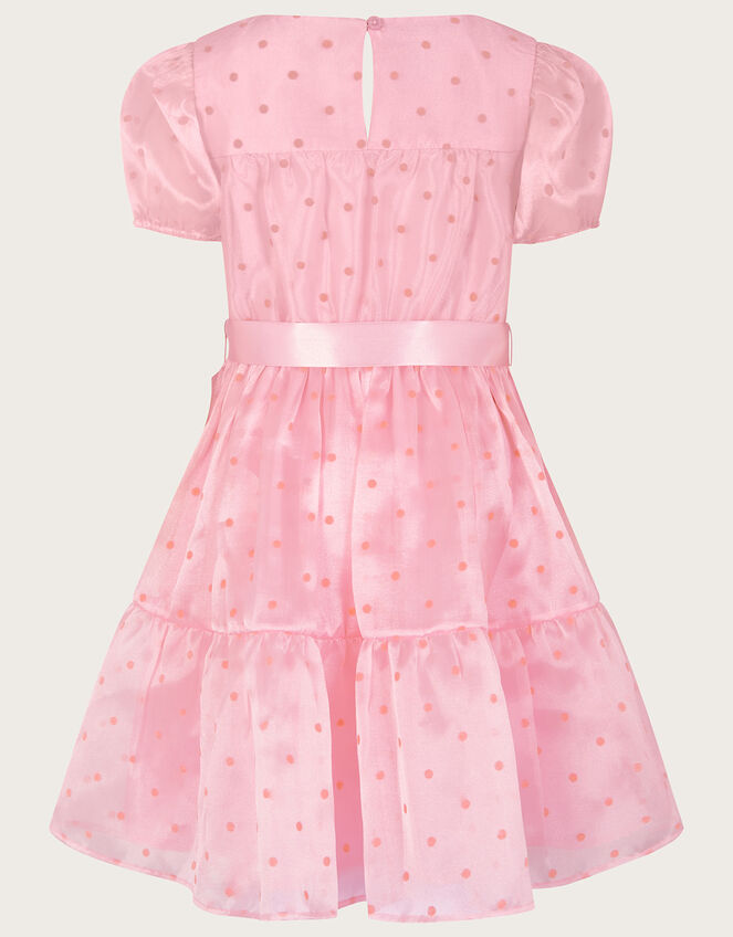 Flock Spot Short Sleeve Dress, Pink (PINK), large