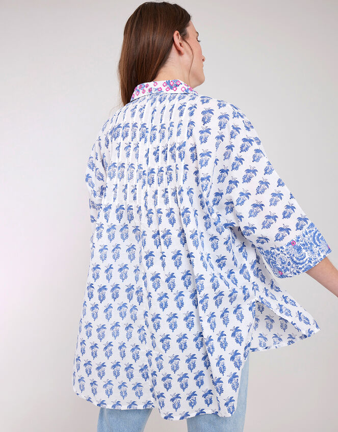 East Aoki Block Print Shirt, Blue (BLUE), large