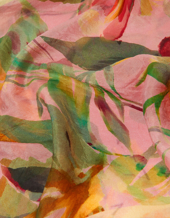 Aimee Lou Floral Square Silk Scarf, Pink (PINK), large