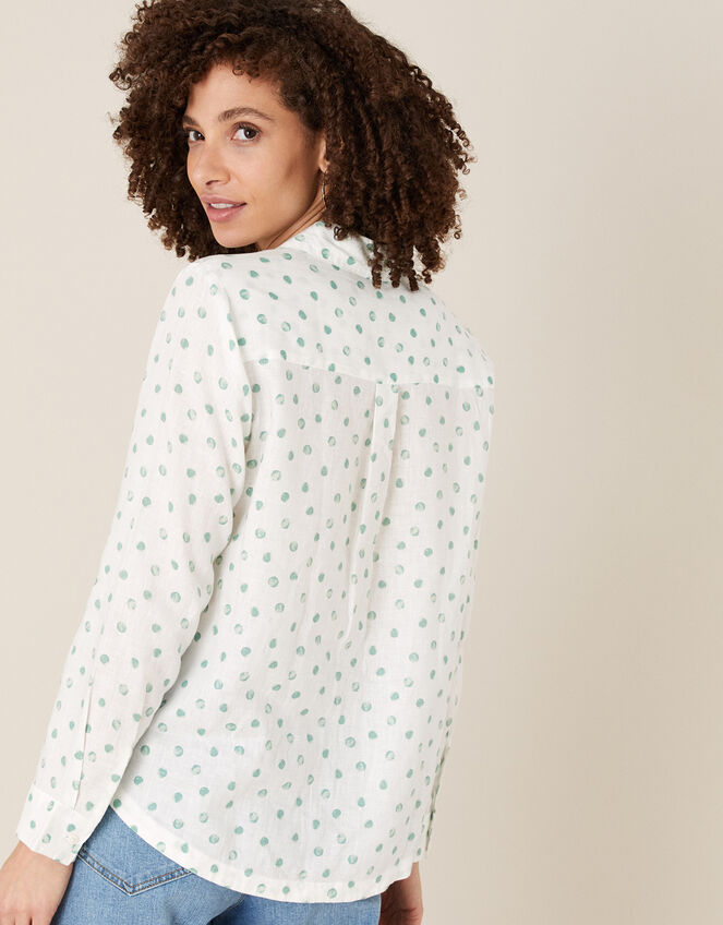 Patsy Spot Shirt in Pure Linen, Ivory (IVORY), large