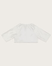 Pearl Trim Communion Jacket, White (WHITE), large