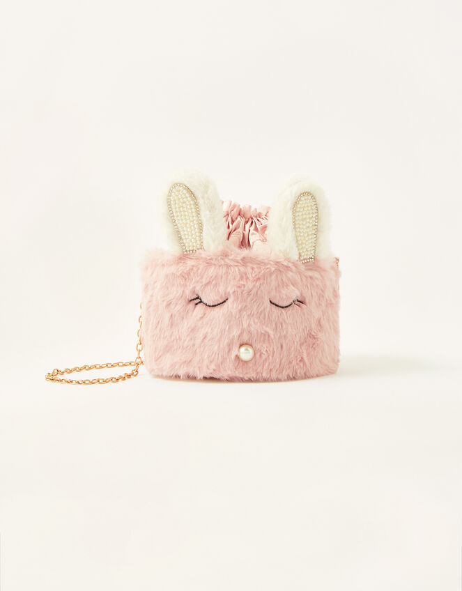 Pearly Fluffy Bunny Pouch Bag, , large