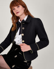 Single Breasted Collared Jacket, Black (BLACK), large