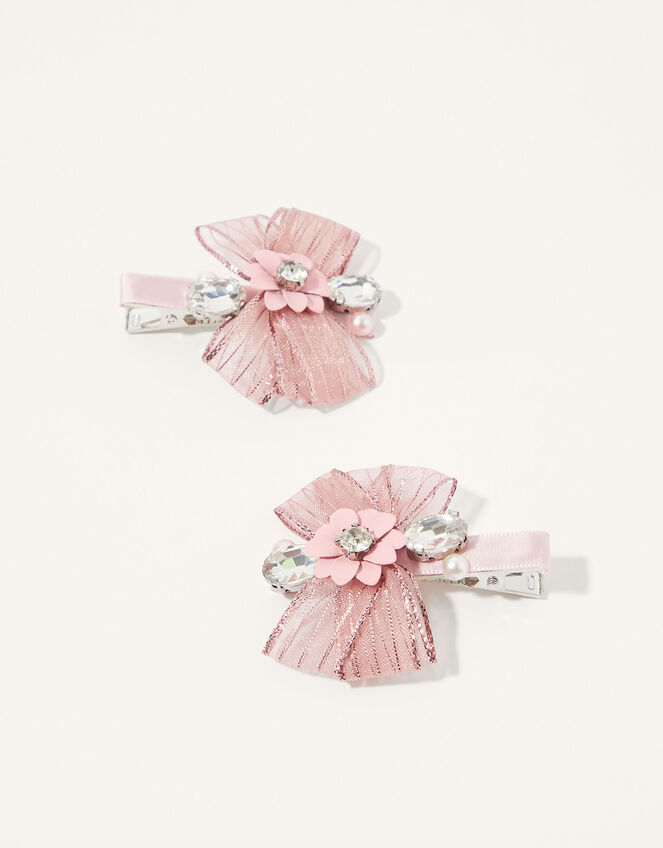 Jewel Bow Hair Clip Twinset, , large