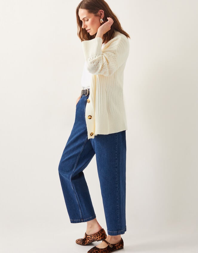 Opal Oversized Knit Cardigan, Ivory (IVORY), large