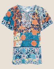 Sufja Printed Jersey Top , Blue (NAVY), large