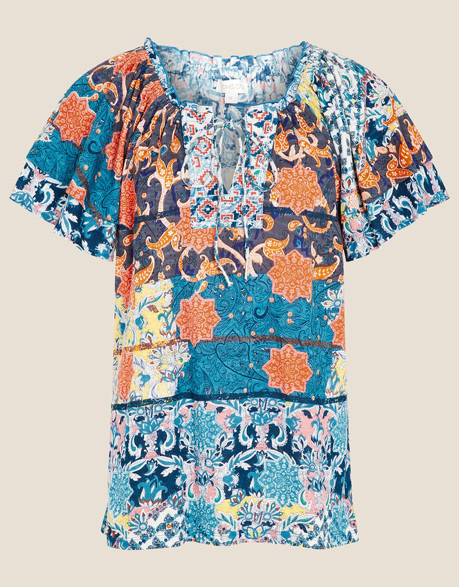 Sufja Printed Jersey Top , Blue (NAVY), large