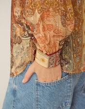 Evelina Sheer Floral Print Top, Brown (BROWN), large