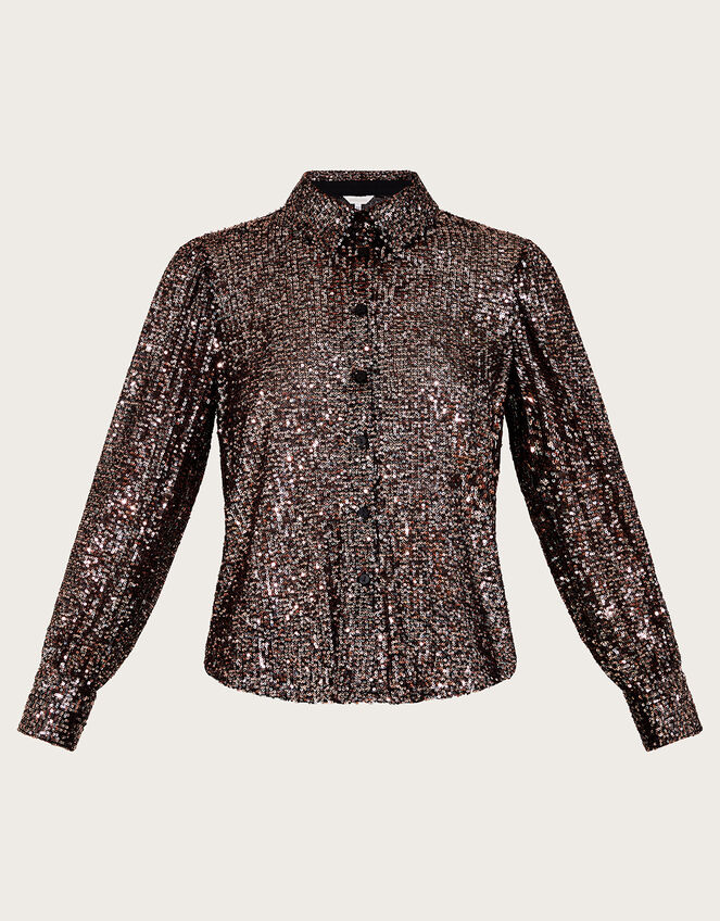 Megan Sequin Shirt, Silver (SILVER), large
