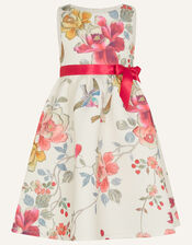 Kimono Print Floral Scuba Dress, Ivory (IVORY), large