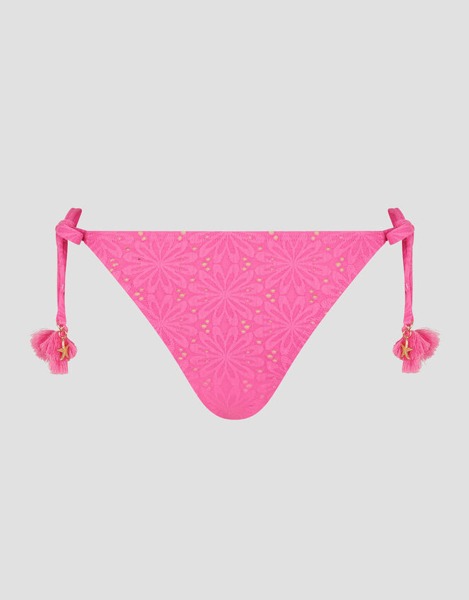 Kora Floral Tie-Strap Bikini Bottom Pink