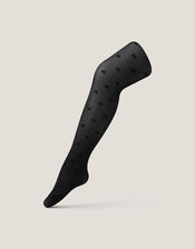 Semi-Sheer Bow Tights, Black (BLACK), large