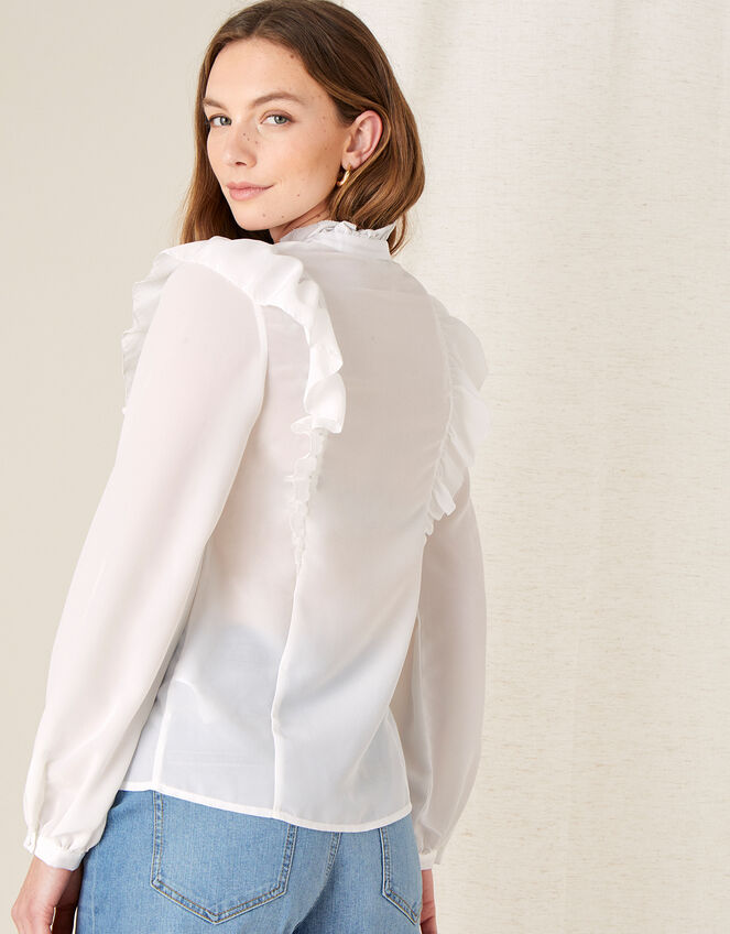 Juliana Pleated Ruffle Blouse, Ivory (IVORY), large