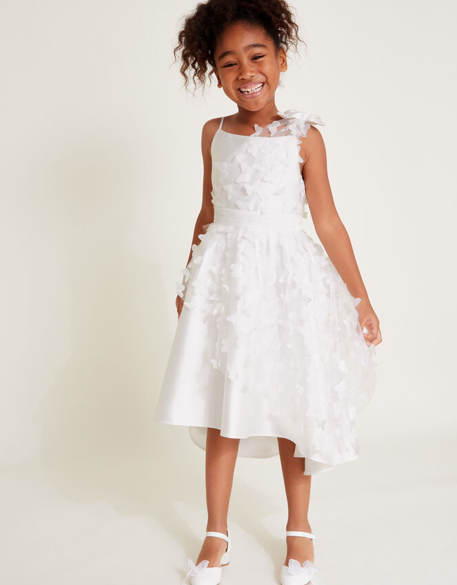 Laurena Asymmetrical 3D Butterfly Dress, Ivory (IVORY), large