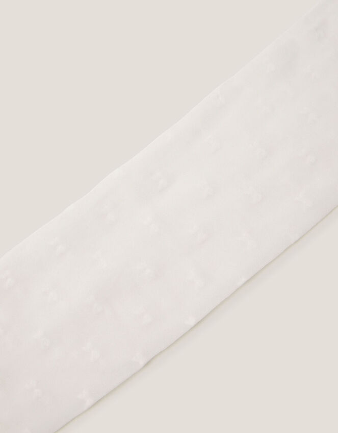 Semi-Sheer Bow Tights, White (WHITE), large