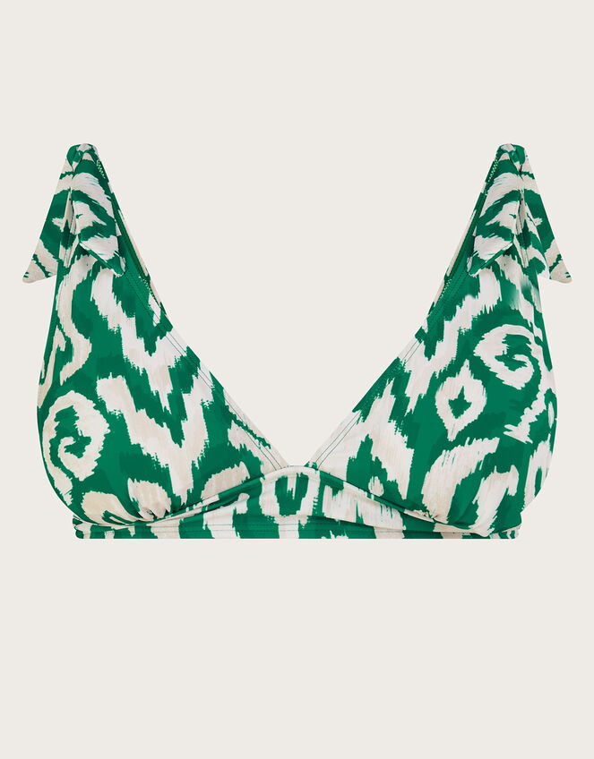 Ikat Print Bikini Top with Recycled Polyester, Green (GREEN), large