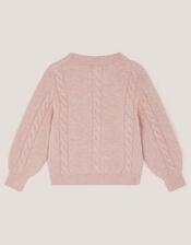 Rhinestone Cable Knit Jumper, Pink (PINK), large