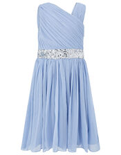One-Shoulder Sequin Dress, Blue (PALE BLUE), large