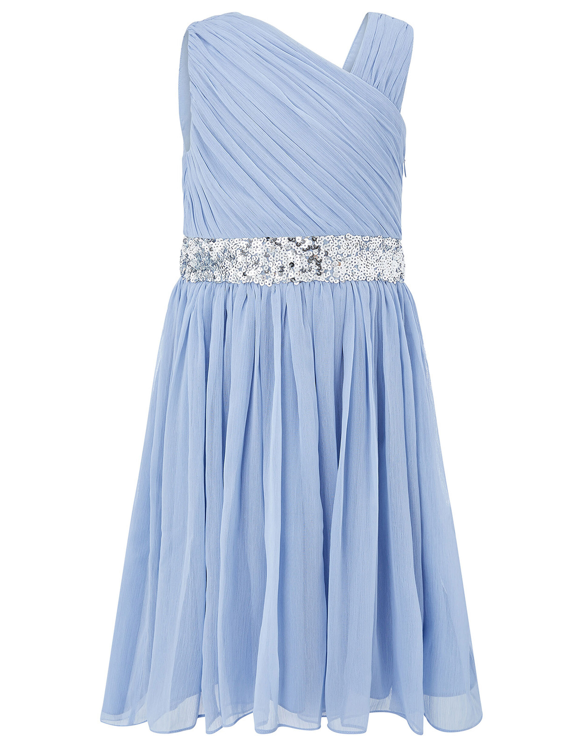 Cute Scoop Off the Shoulder Knee-Length Girl's Dress Ocean Blue
