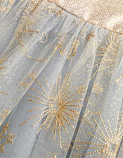 Land of Wonder Fairytale Embroidered Jacquard Dress, Grey (GREY), large