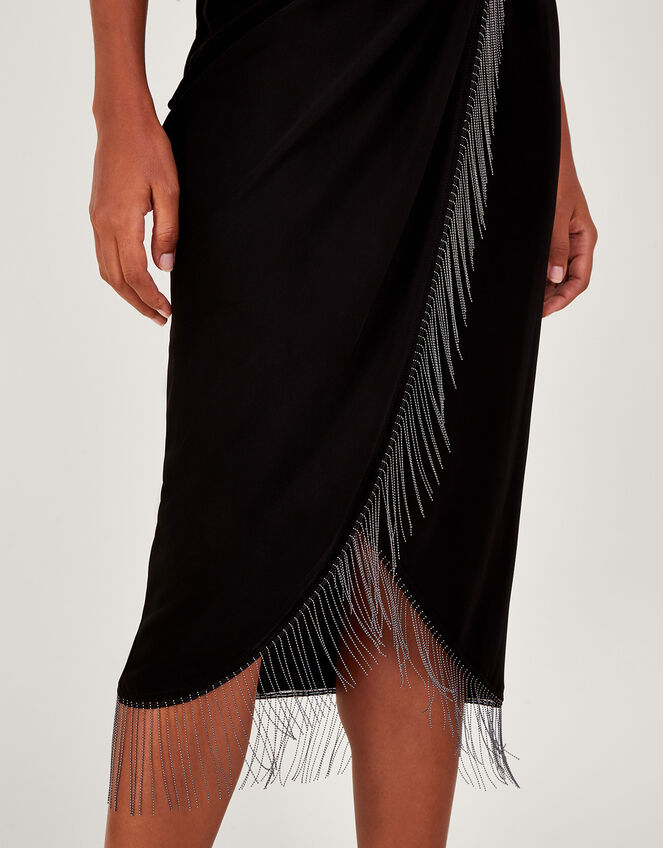 Fawn Fringe Dress, Black (BLACK), large