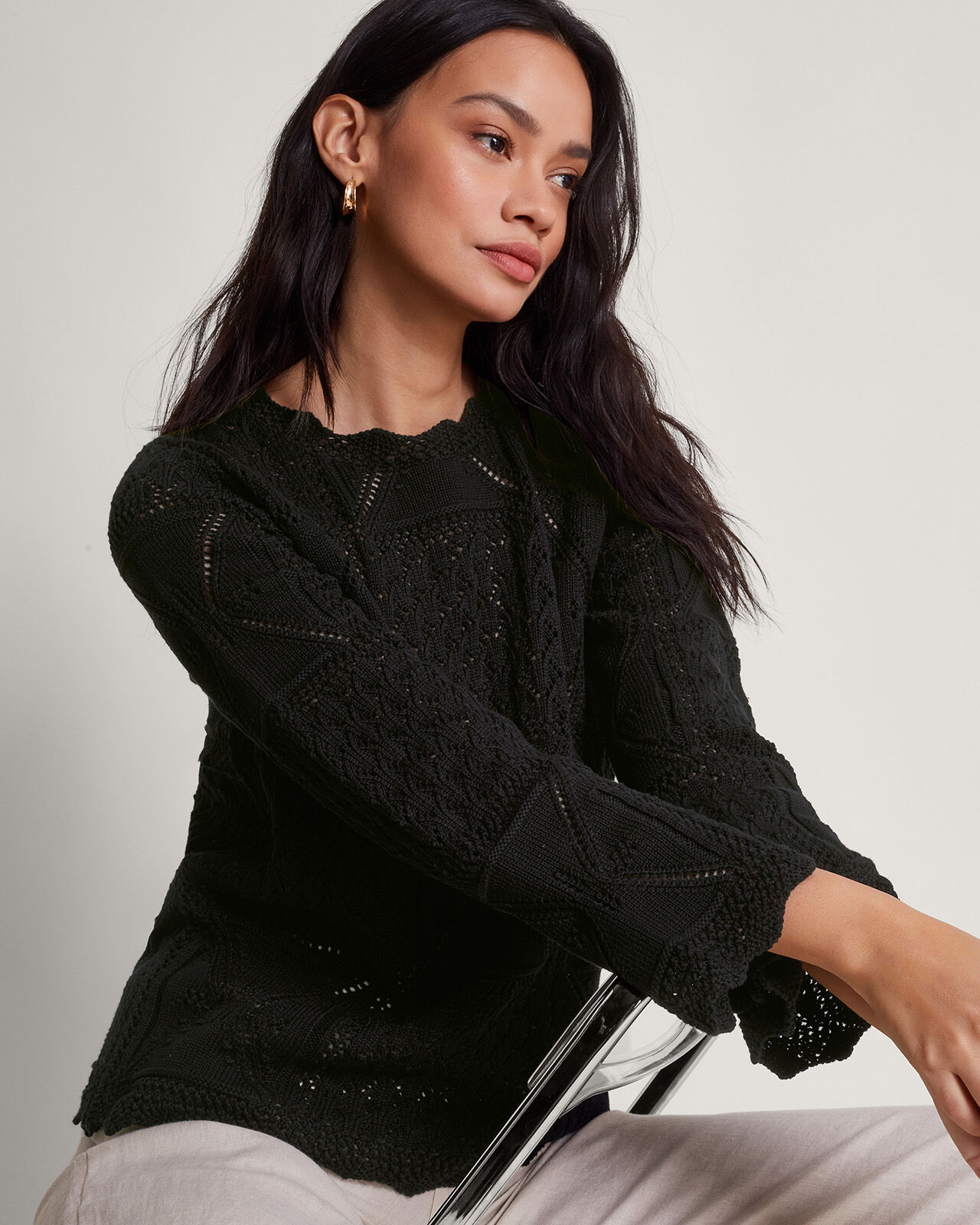 Black pointelle jumper store