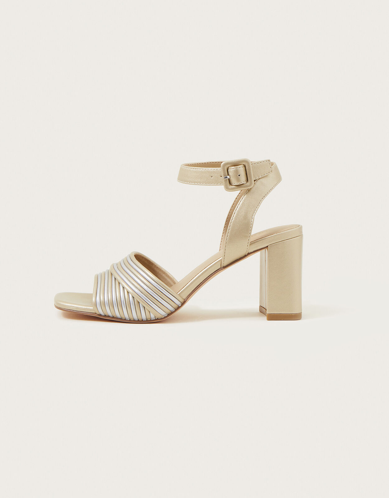 Metallic discount strap heels