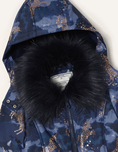 Foil Unicorn Padded Coat, Blue (NAVY), large