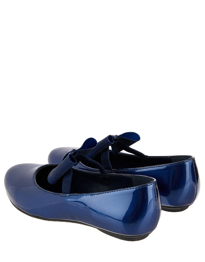 Aubree Patent Bow Ballerina Flats, Blue (NAVY), large