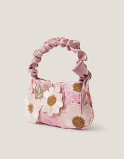 Minnie Floral Embroidered Ruched Bag, , large
