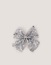 Embellished Bow Hair Clip, Silver (SILVER), large