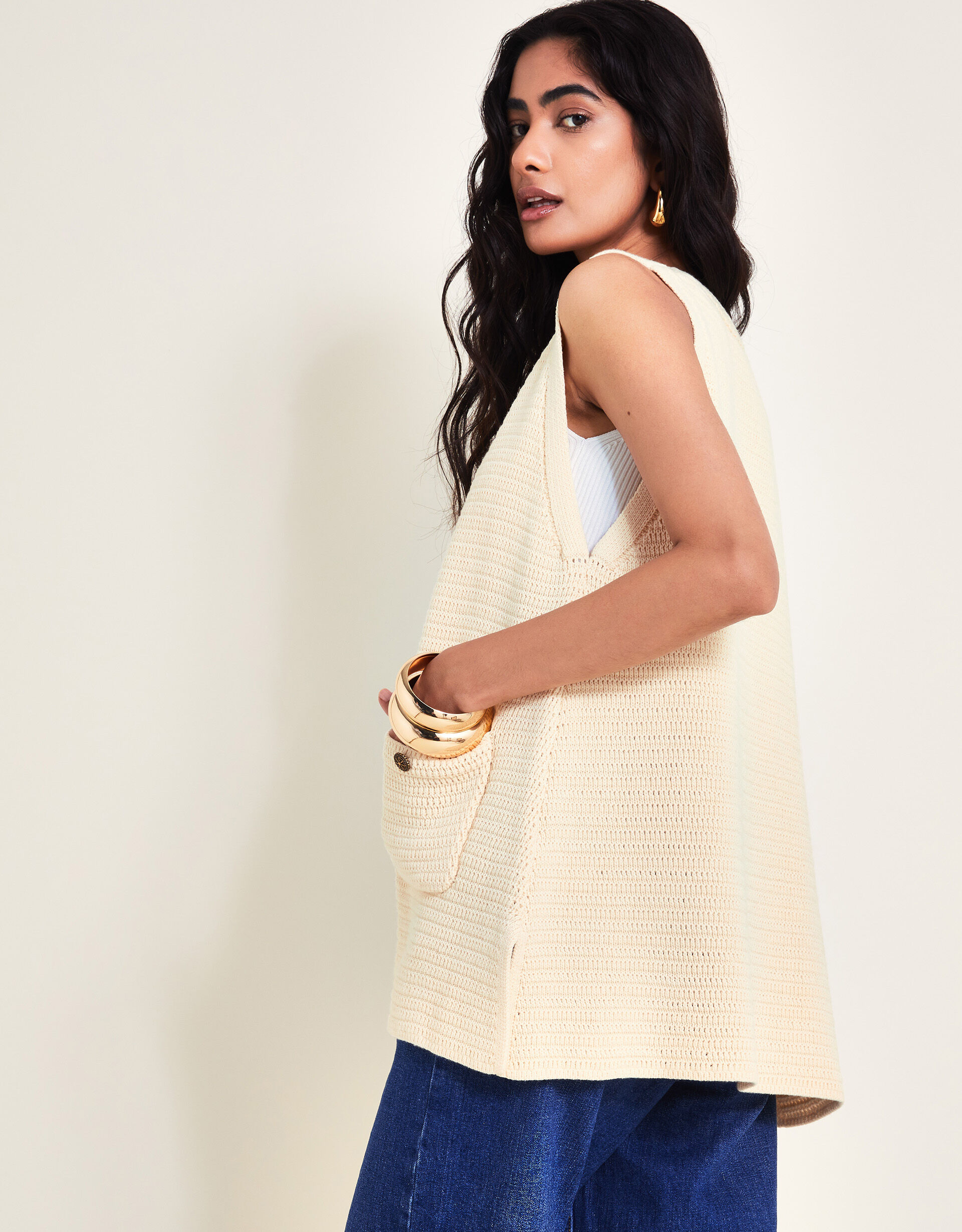 Knit Filet Noah Knit Gilet Ivory | Cardigans | Monsoon UK.