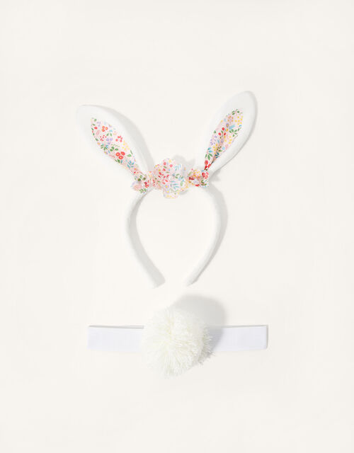 Ditsy Bunny Ears and Pom-Pom Tail, , large