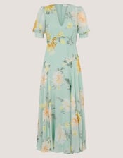 Carris Puff Sleeve Floral Midi Dress, Green (SAGE), large