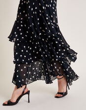 Octavia Spot Ruffle Dress, Black (BLACK), large