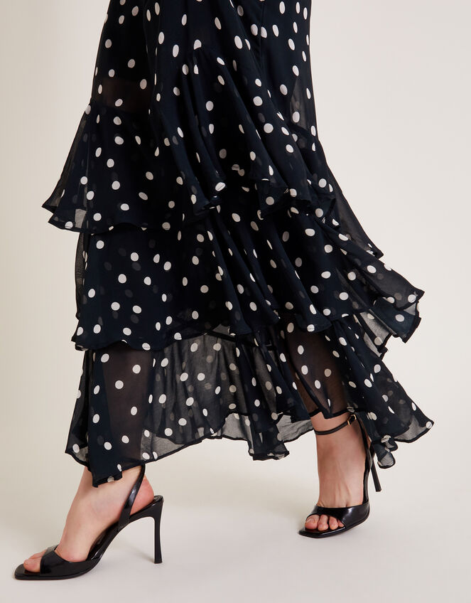 Octavia Spot Ruffle Dress, Black (BLACK), large