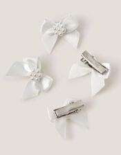 4-Pack Mini Pearl Bow Hair Clips, , large