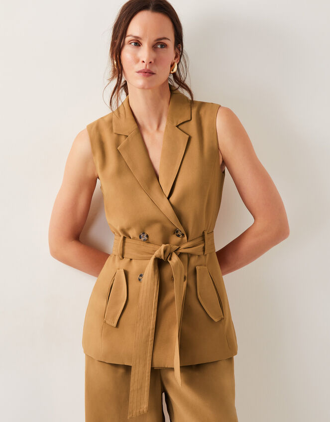 Nina Double Breasted Waistcoat, Brown (TOBACCO), large