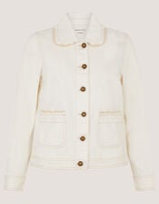 Sadie Frill Denim Jacket, Natural (ECRU), large