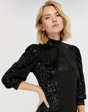 Kalila All-Over Sequin Midi Dress, Black (BLACK), large
