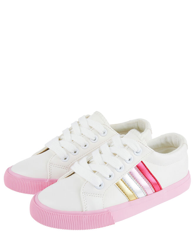 Maci Metallic Stripe Trainers Ivory | Girls' Flat Shoes | Monsoon UK.