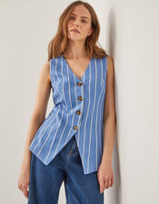 Susan Stripe Waistcoat, Blue (BLUE), large