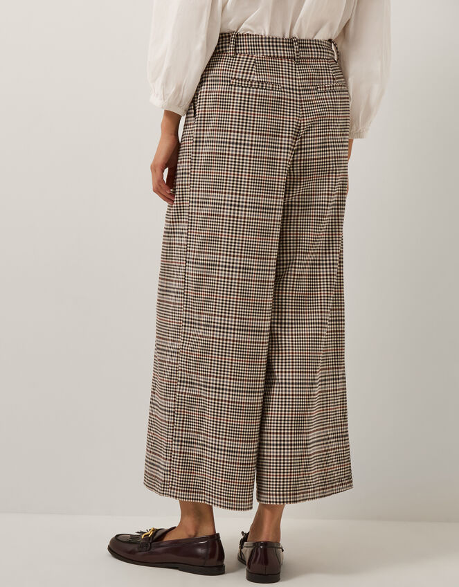Carmen Check Wide Leg Trousers, Natural (NATURAL), large