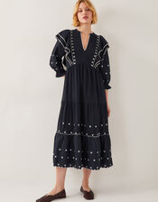 Freya Frill Jersey Midi Dress, Black (BLACK), large